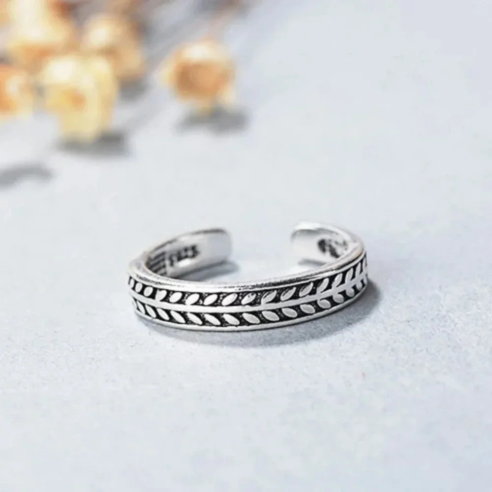 925 Sterling Silver Olive Leaf Ring Tree Branch Ring Vintage Thin Silver Ring